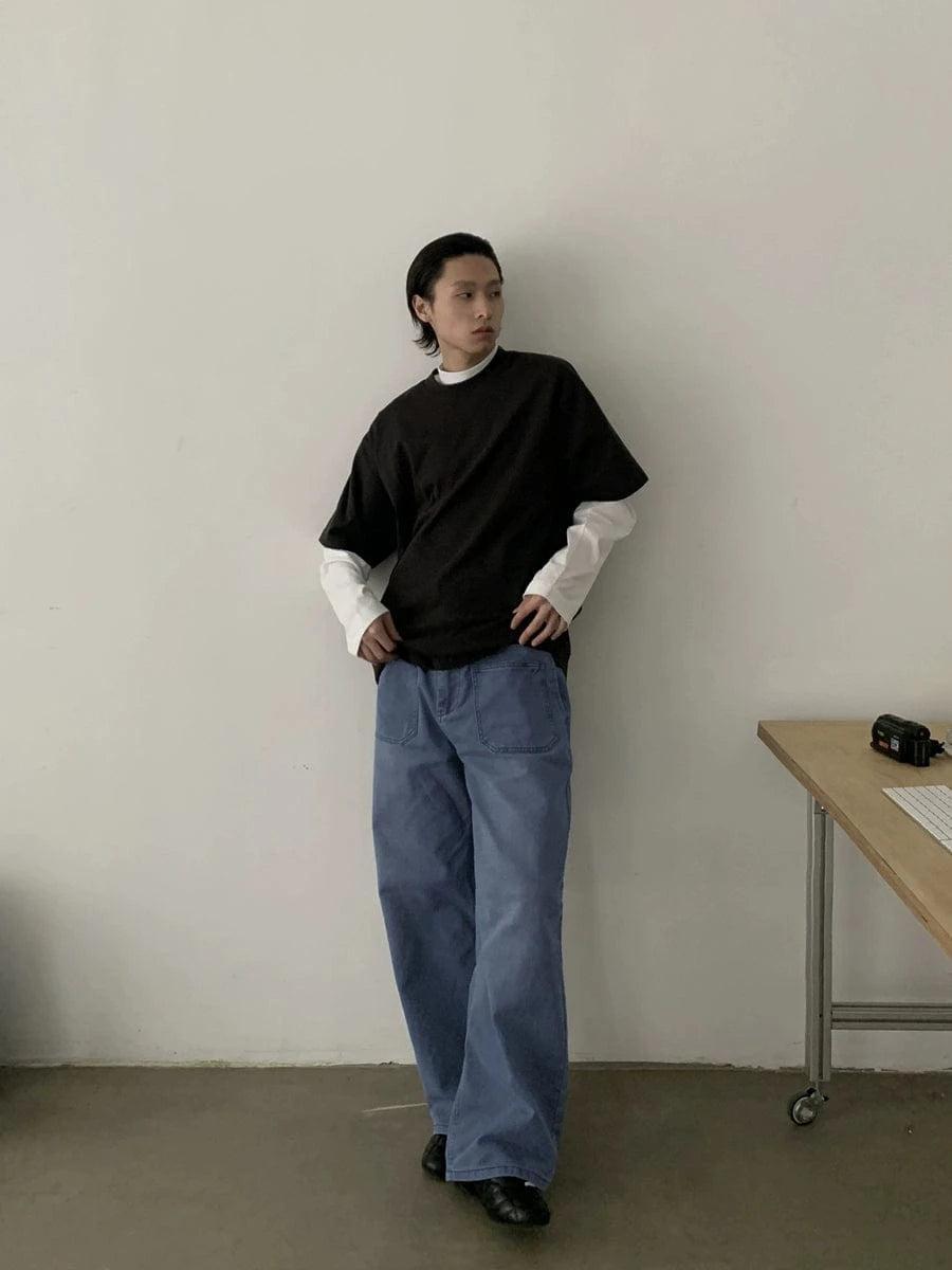 RT No. 18866 FRONT FADED STRAIGHT PANTS Product Image