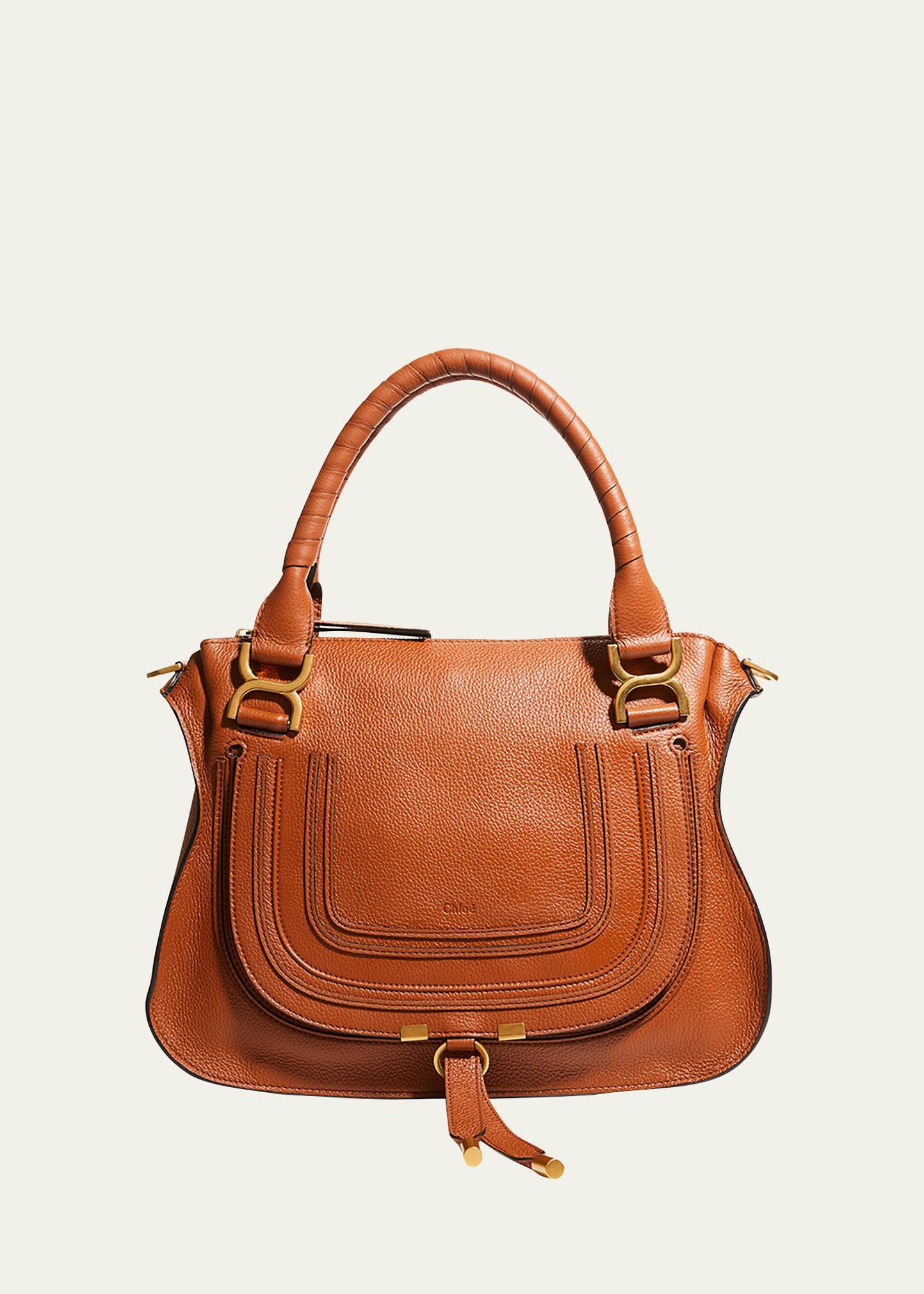 Marcie Medium Double Carry Satchel Bag in Grained Leather Product Image