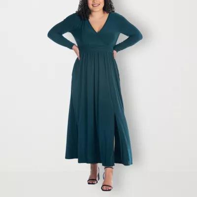 24seven Comfort Apparel Womens Long Sleeve Maxi Dress Plus Product Image