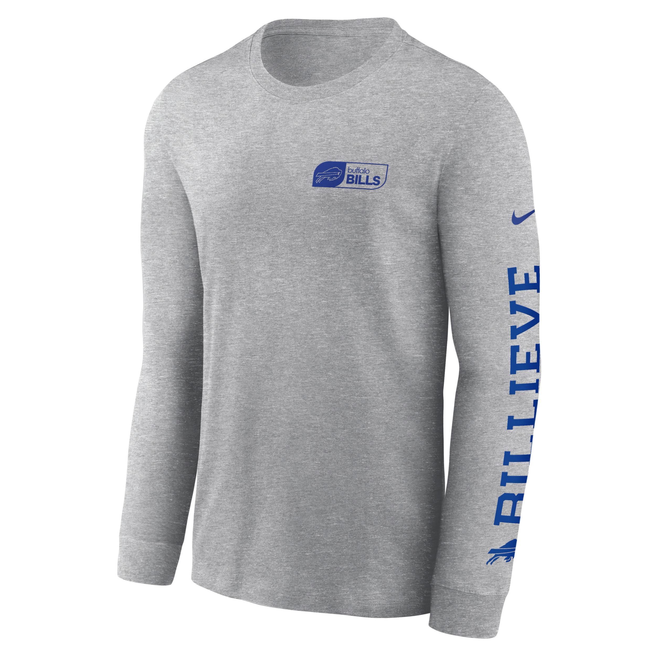 Men's Nike Heather Gray Buffalo Bills All Out Long Sleeve T-Shirt, Size: Medium, Grey Product Image