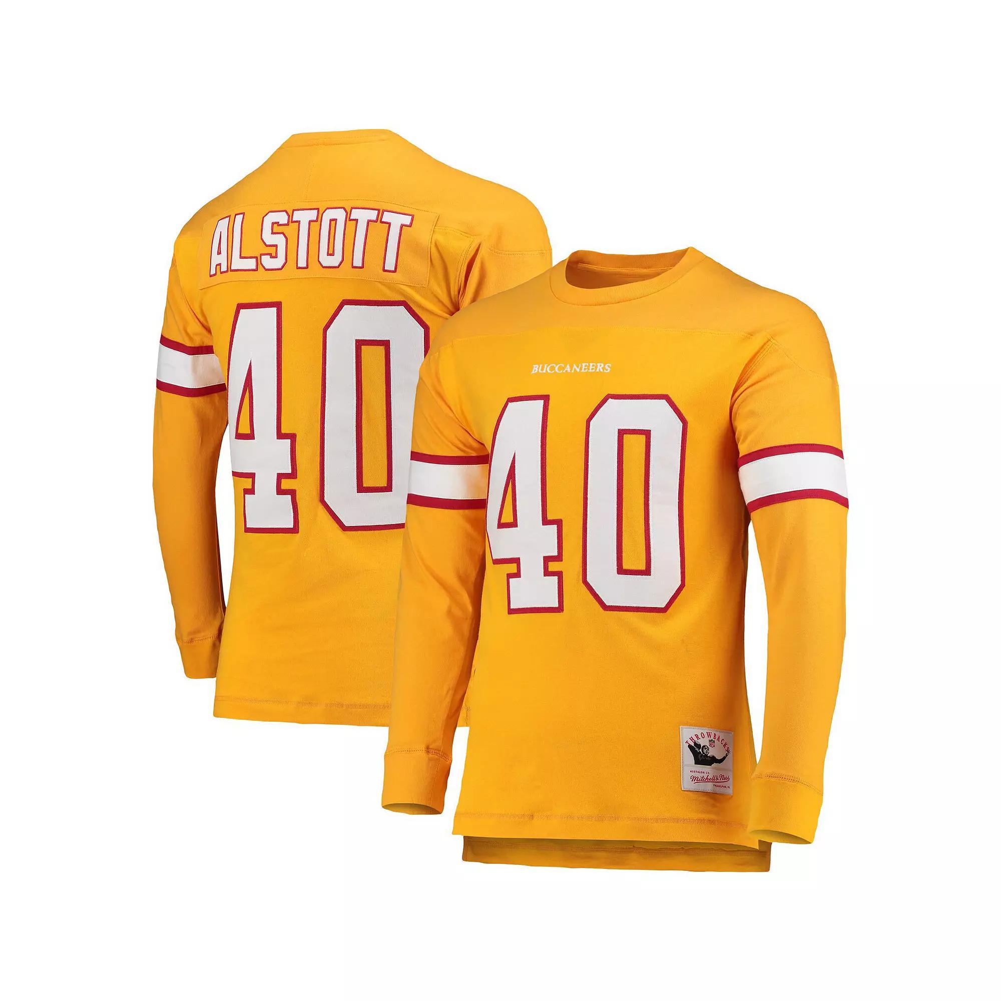 Men's Mitchell & Ness Mike Alstott Orange Tampa Bay Buccaneers 2002 Retired Player Name & Number Long Sleeve T-Shirt, Size: Small Product Image