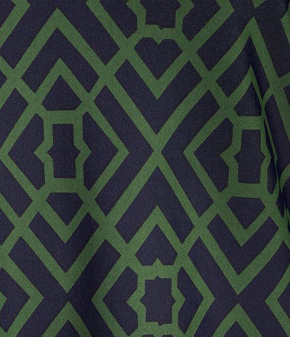 Jude Connally Emerson Jude Cloth Knit Garden Lattice Navy Print Point Collar Puffed Sleeve Shift Dress Product Image