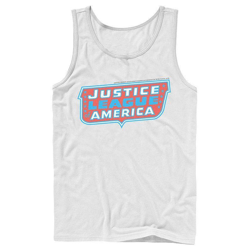 Men's DC Comics Justice League of America Text Poster Logo Tank Top, Size: XL, White Product Image