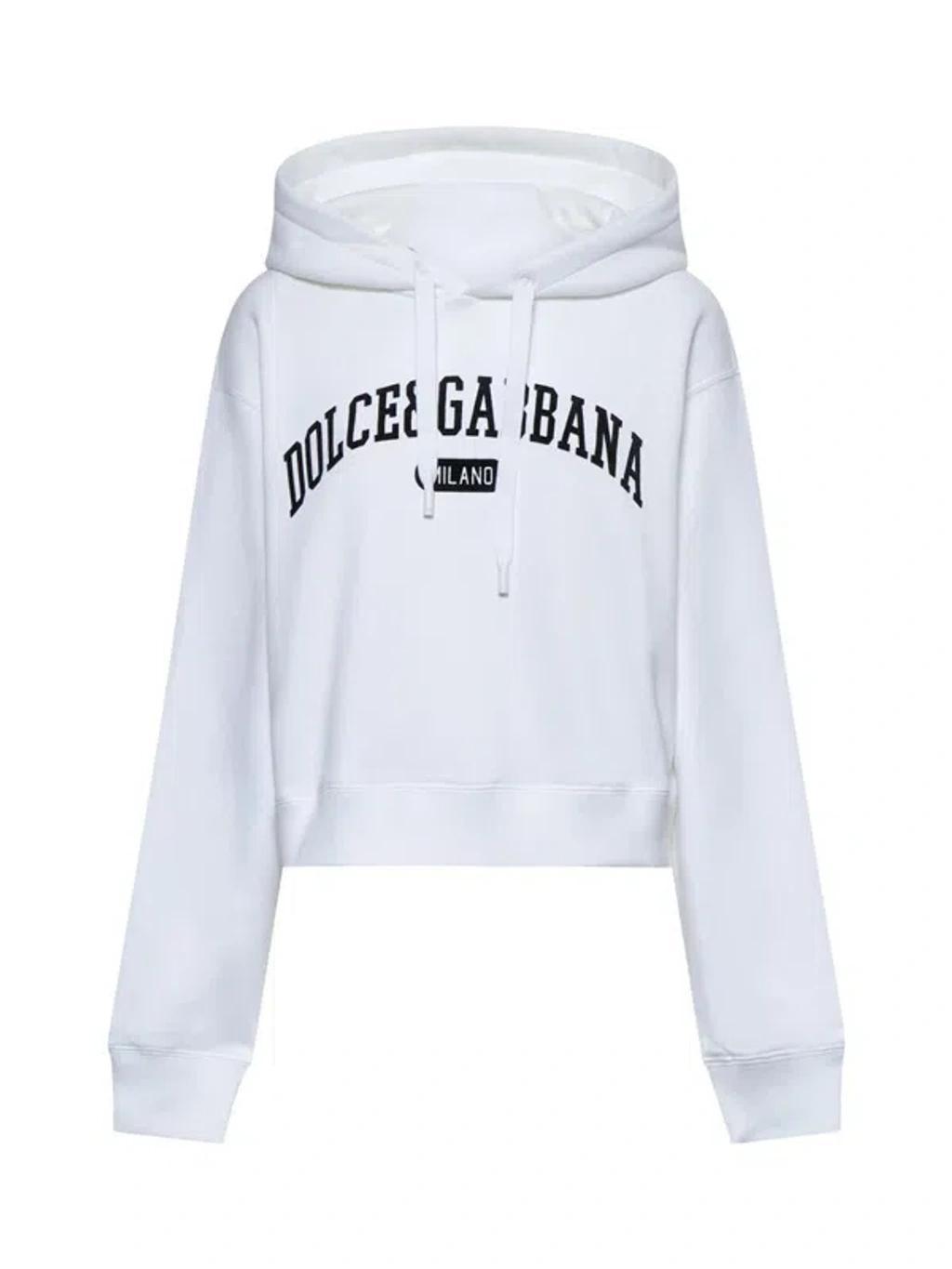 DOLCE & GABBANA Cotton Jersey Hoodie In Optic White Product Image