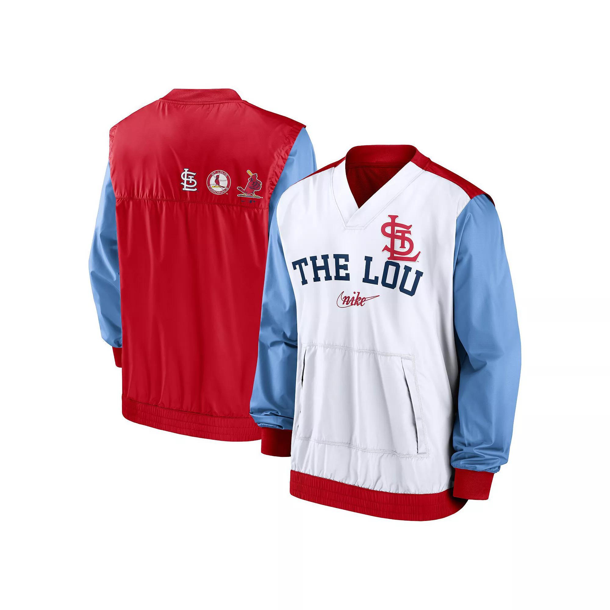 Men's Nike White/Red St. Louis Cardinals Rewind Warmup V-Neck Pullover Jacket,  Product Image
