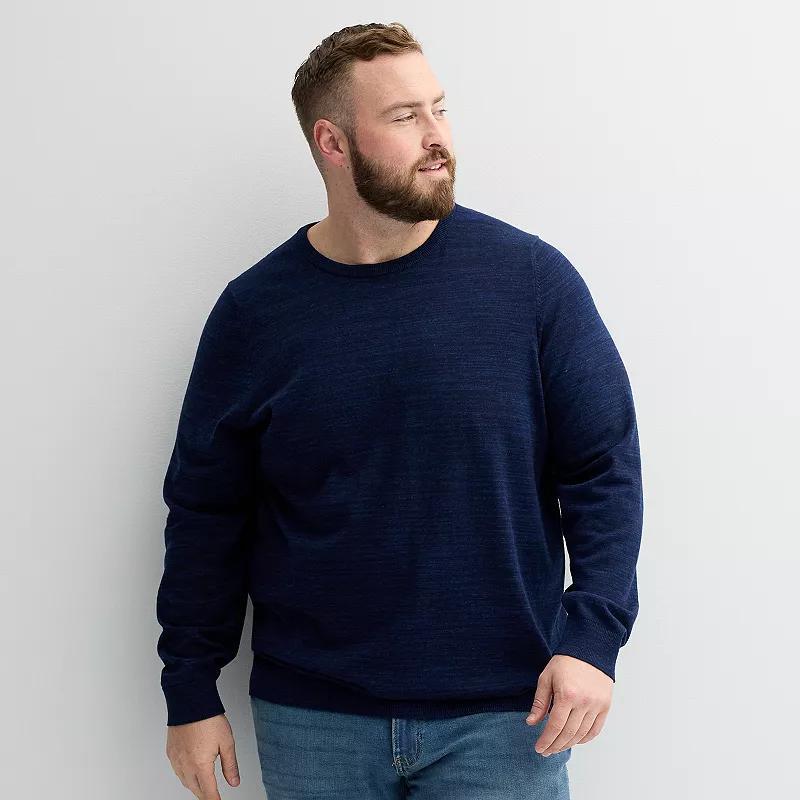 Big & Tall Sonoma Goods For Life Crewneck Sweater, Mens Navy Black Grey Product Image