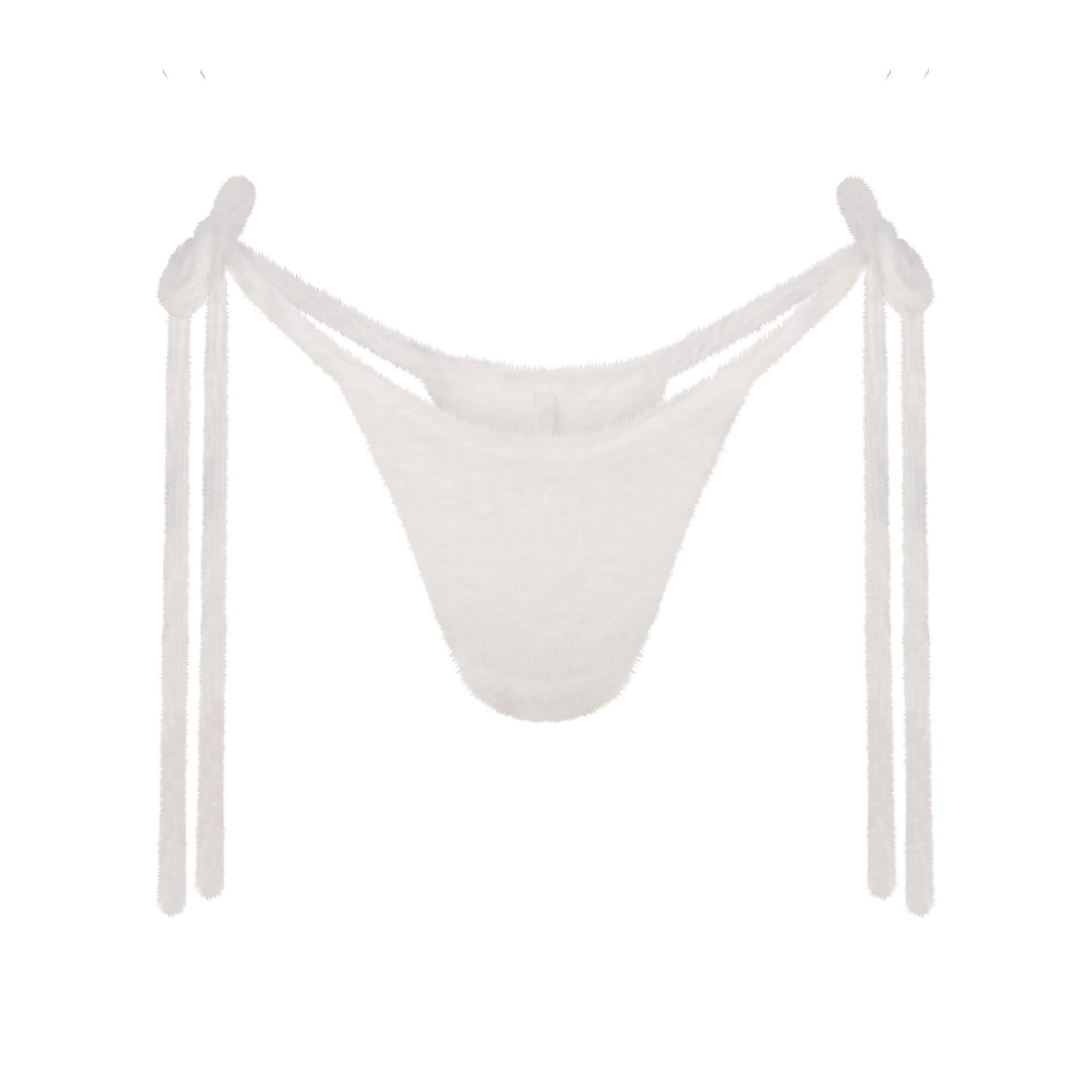 FUZZY KNITS SKIMPY BRALETTE AND TIE SIDE THONG SET | MARBLE Product Image