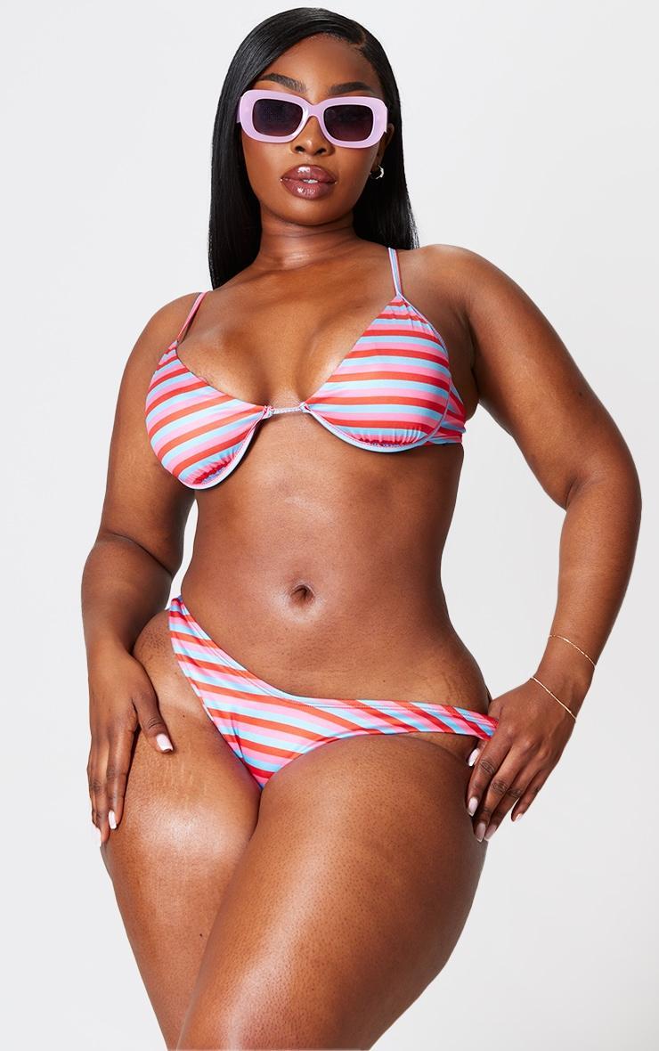 Plus Multi Striped Bikini Top Product Image