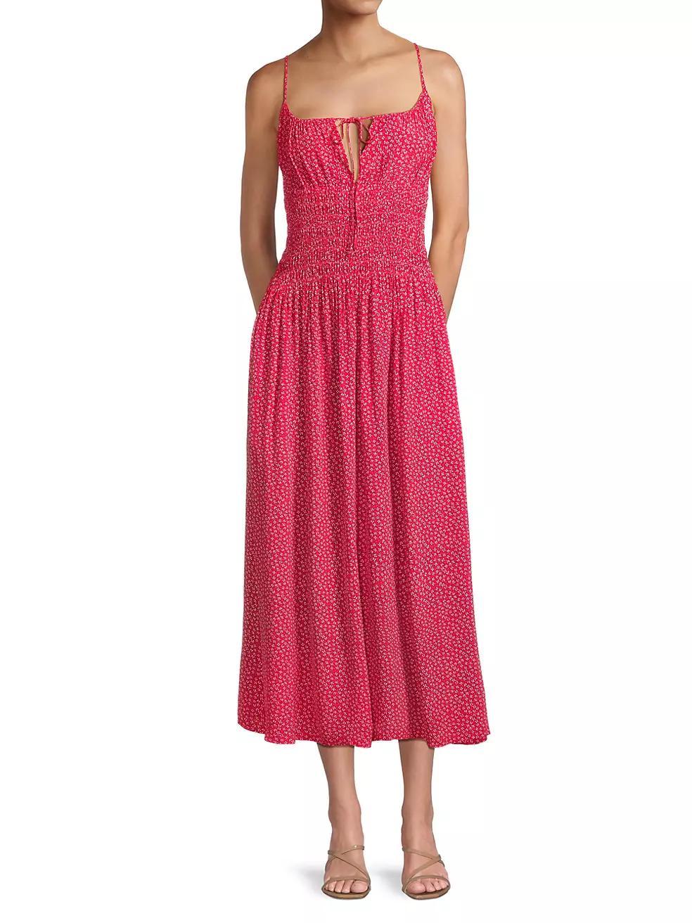 Barbara Floral Keyhole Midi-Dress Product Image