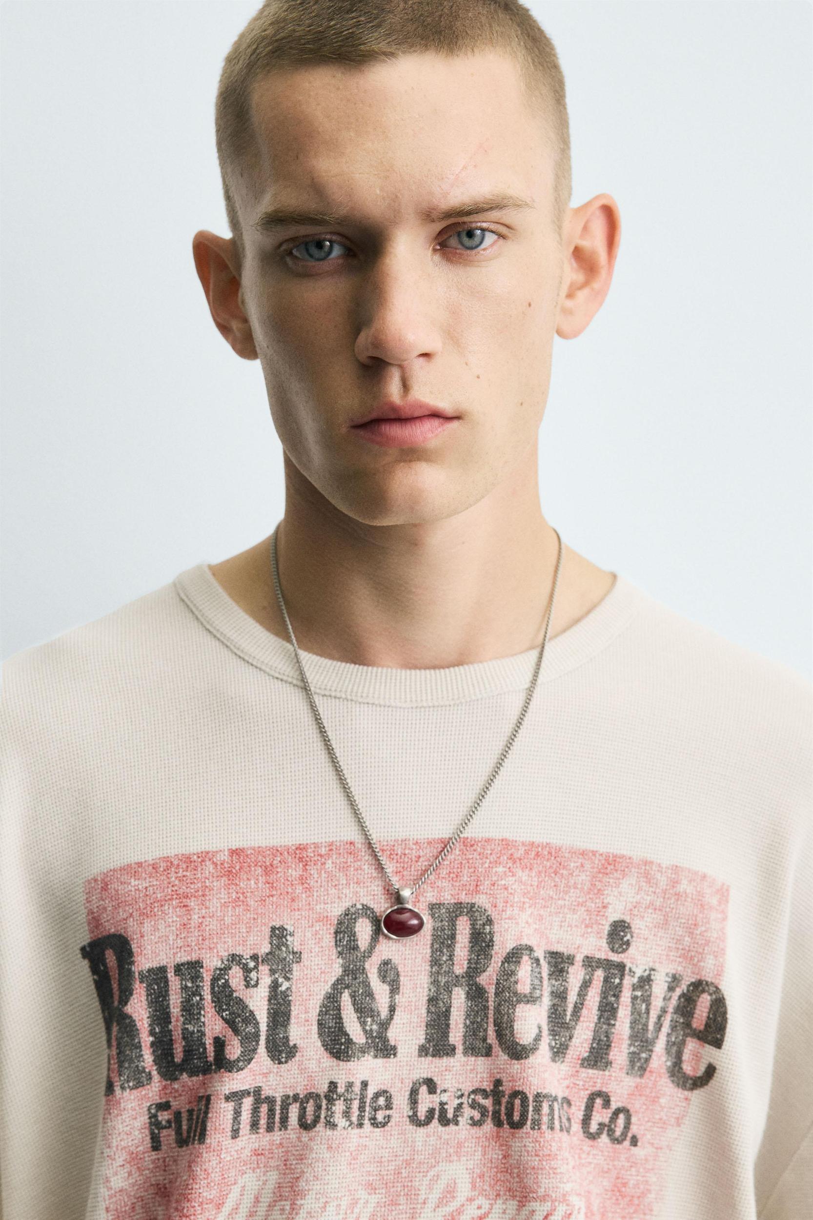 WASHED PRINT KNIT T-SHIRT Product Image