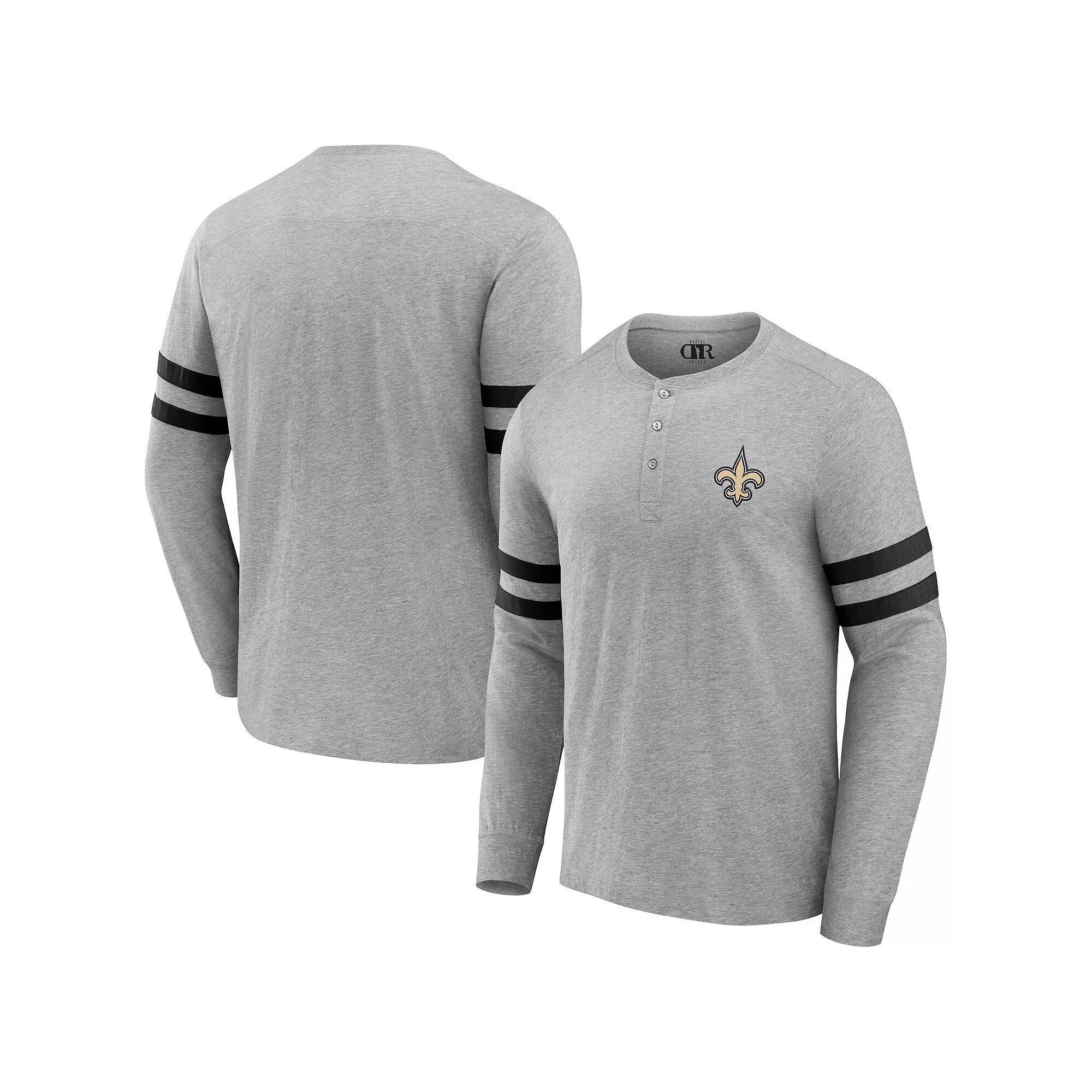 Men's NFL x Darius Rucker Collection by Fanatics Heather Gray New Orleans Saints Henley Long Sleeve T-Shirt,  Product Image