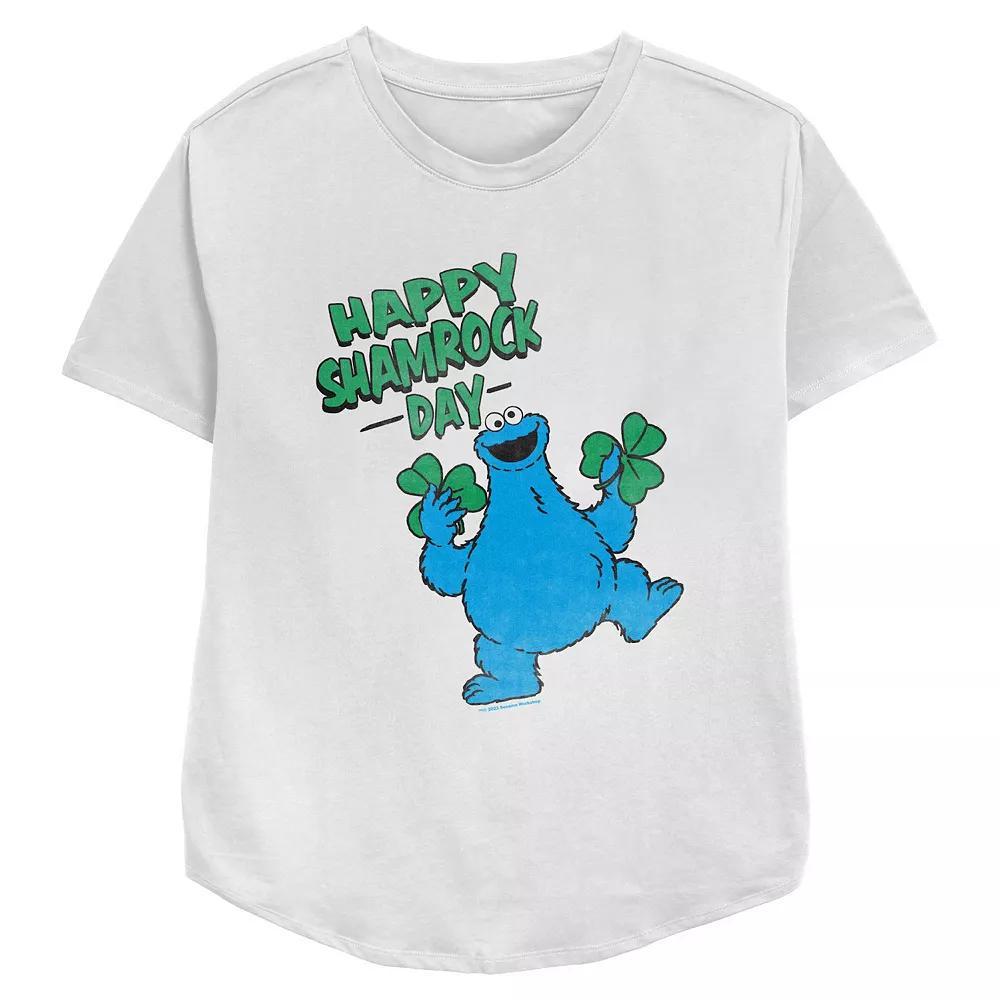 Women's PBS Kids Sesame Street Cookie Monster Happy Shamrock Day Relaxed Fit Graphic Tee,  Product Image