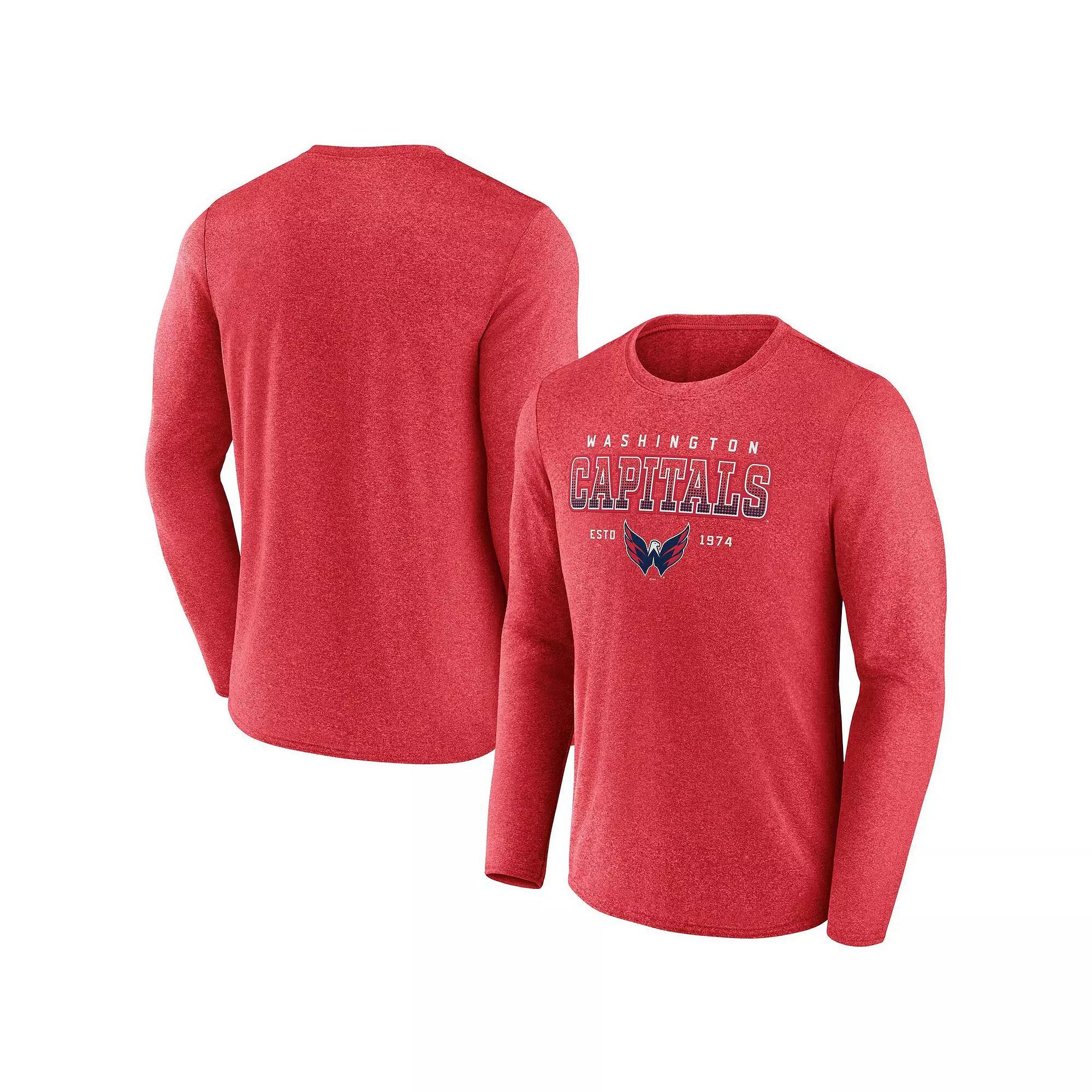 Men's Fanatics Branded Heather Red Washington Capitals Long Sleeve T-Shirt, Size: XL Product Image