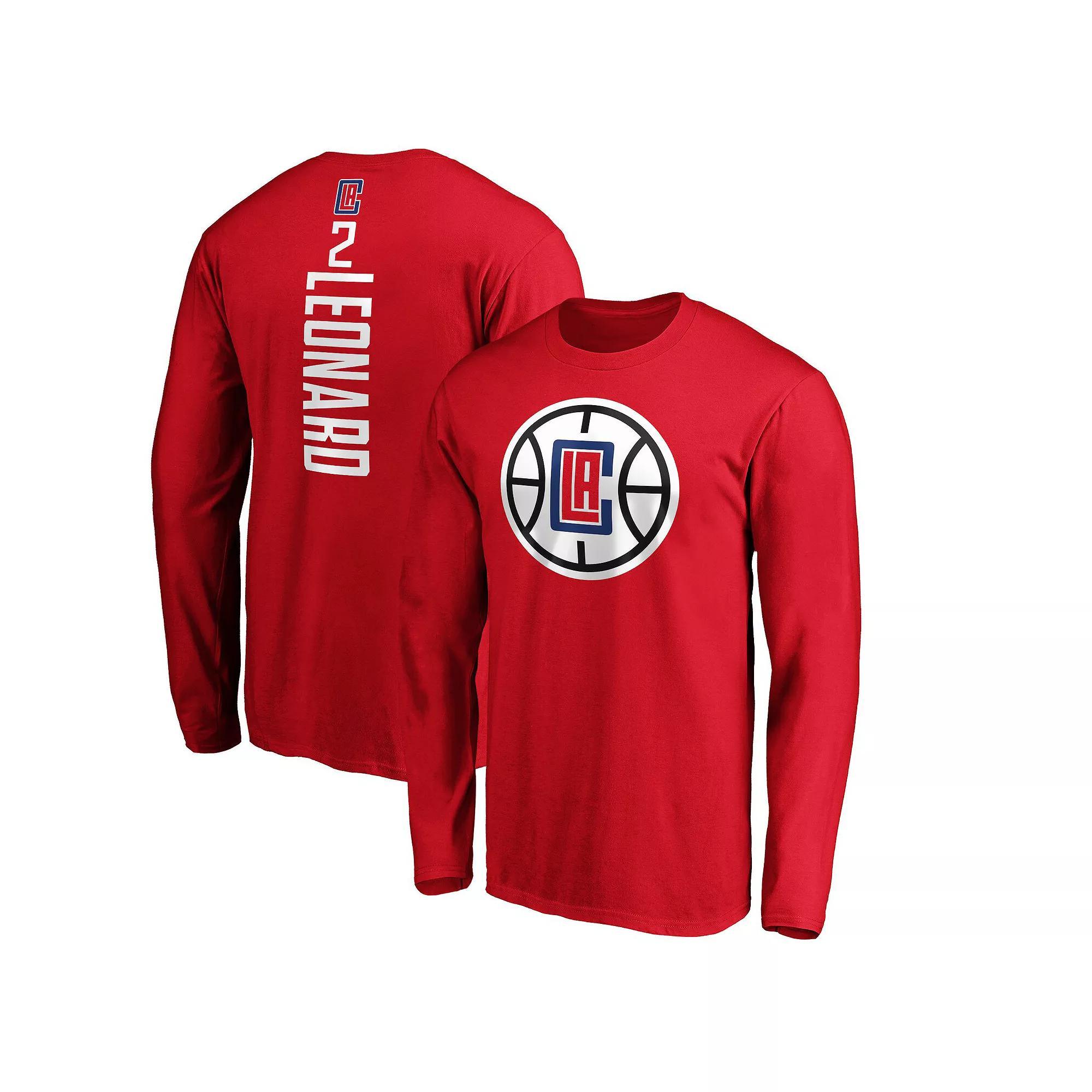 Men's Fanatics Branded Kawhi Leonard Red LA Clippers Team Playmaker Name & Number Long Sleeve T-Shirt, Size: Large Product Image