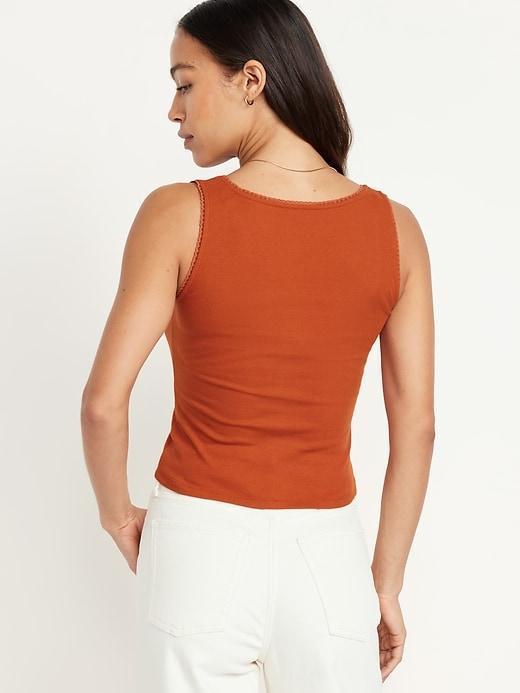 Cinched Rib-Knit Crop Tank Top Product Image