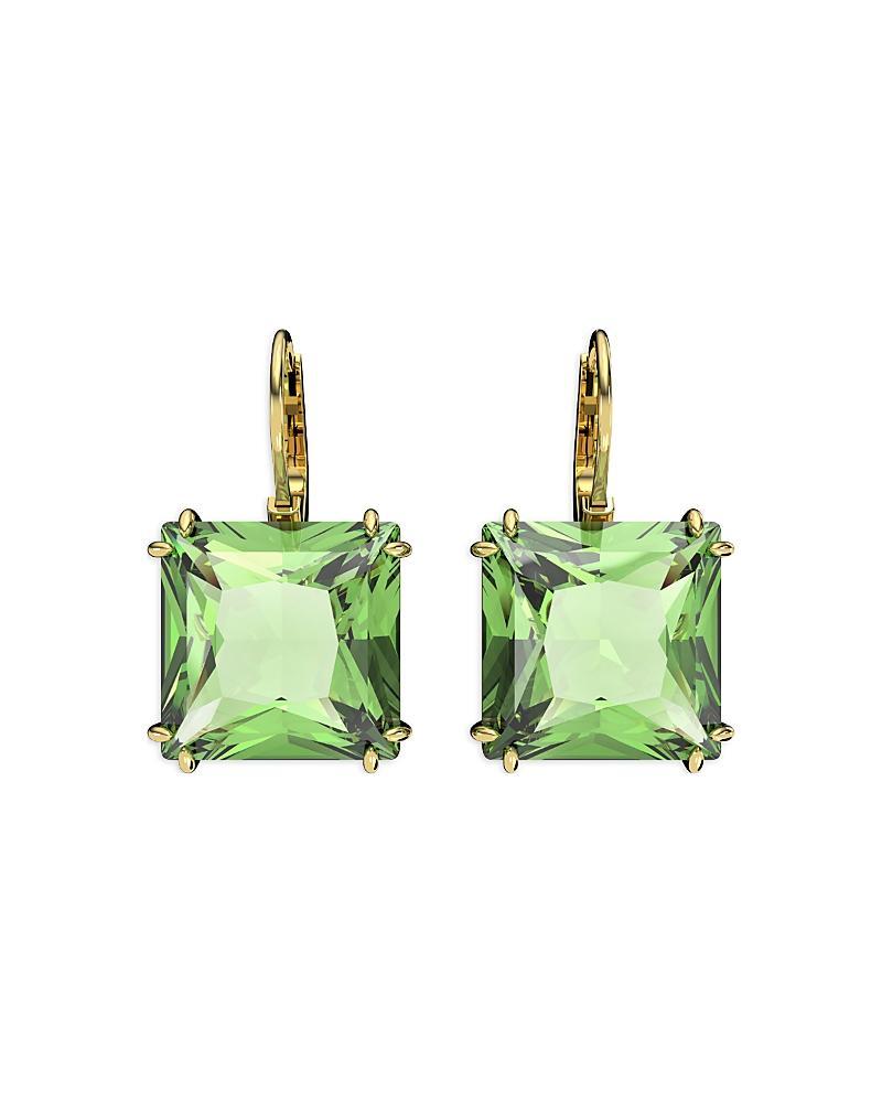 Swarovski Millenia Green Square Crystal Drop Earrings in Gold Tone Product Image