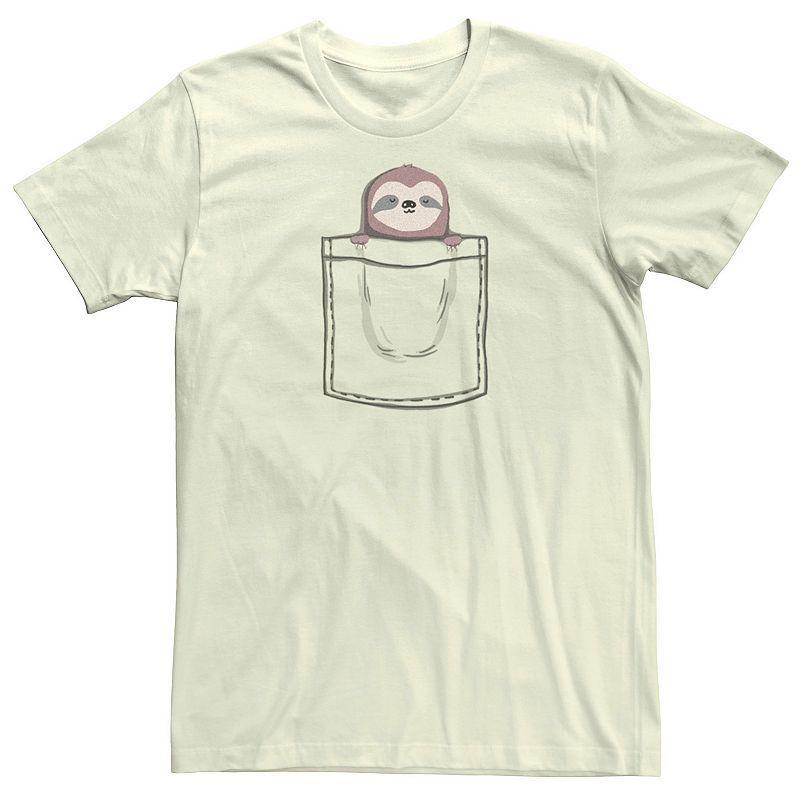 Men's Sleepy Sloth Pocket Left Chest Graphic Tee, Size: XXL, Natural Product Image