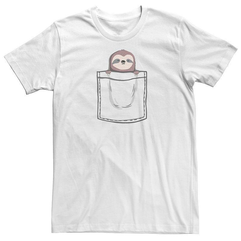 Men's Sleepy Sloth Pocket Left Chest Graphic Tee, Size: XXL, Natural Product Image