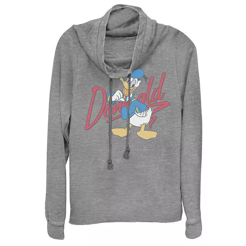 Disney Donald Duck Juniors' Logo Cowlneck Graphic Lightweight Long Sleeve, Girl's, Size: Small, Gray Grey Product Image