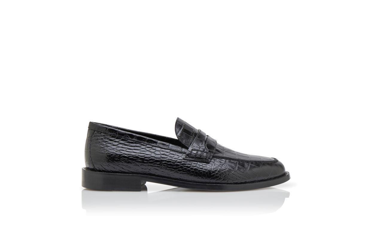 PERRY Black Calf Leather Penny Loafers  Product Image