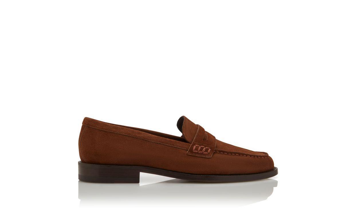 PERRY Dark Brown Suede Penny Loafers  Product Image