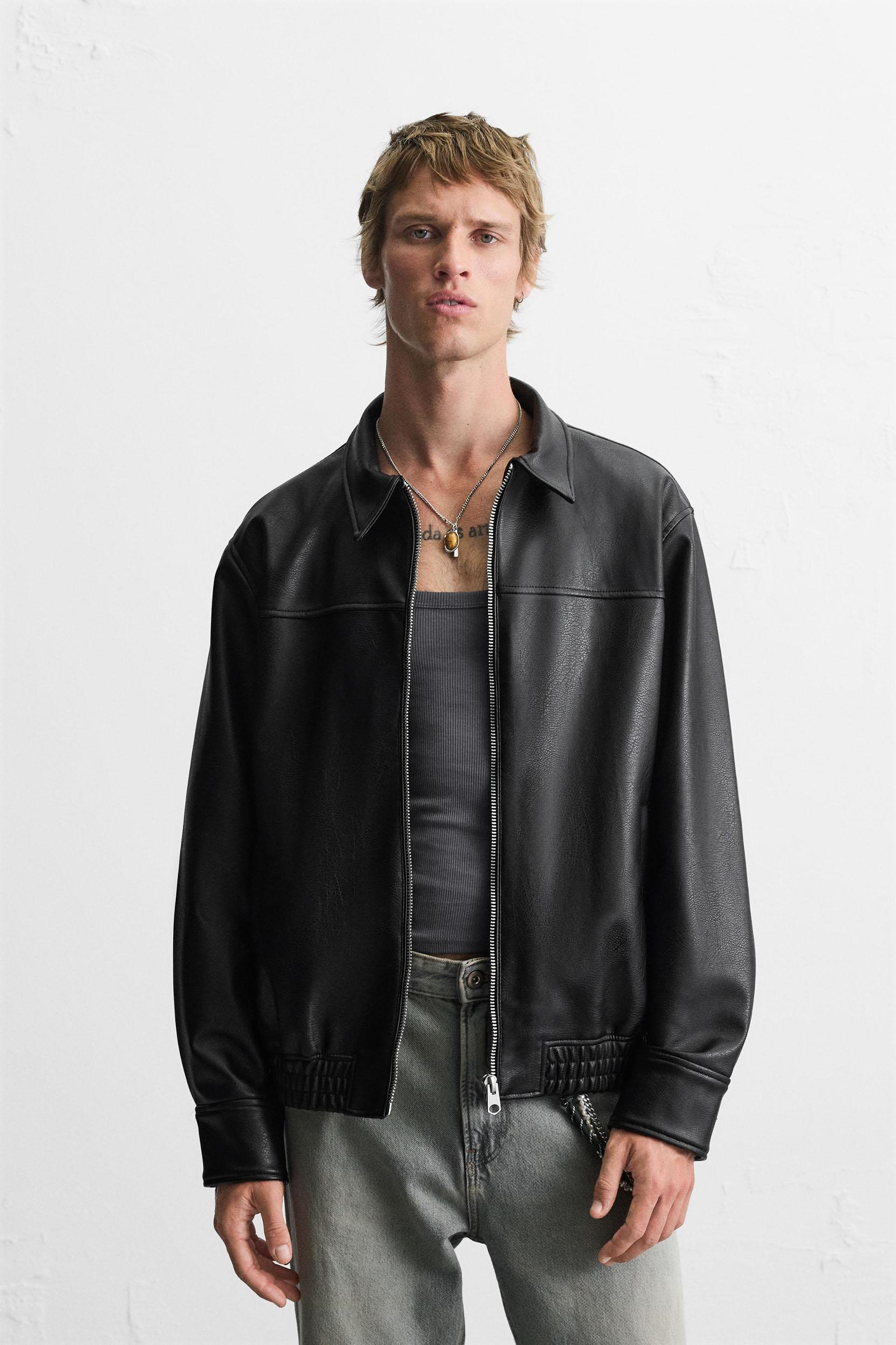 FAUX LEATHER BOMBER JACKET Product Image