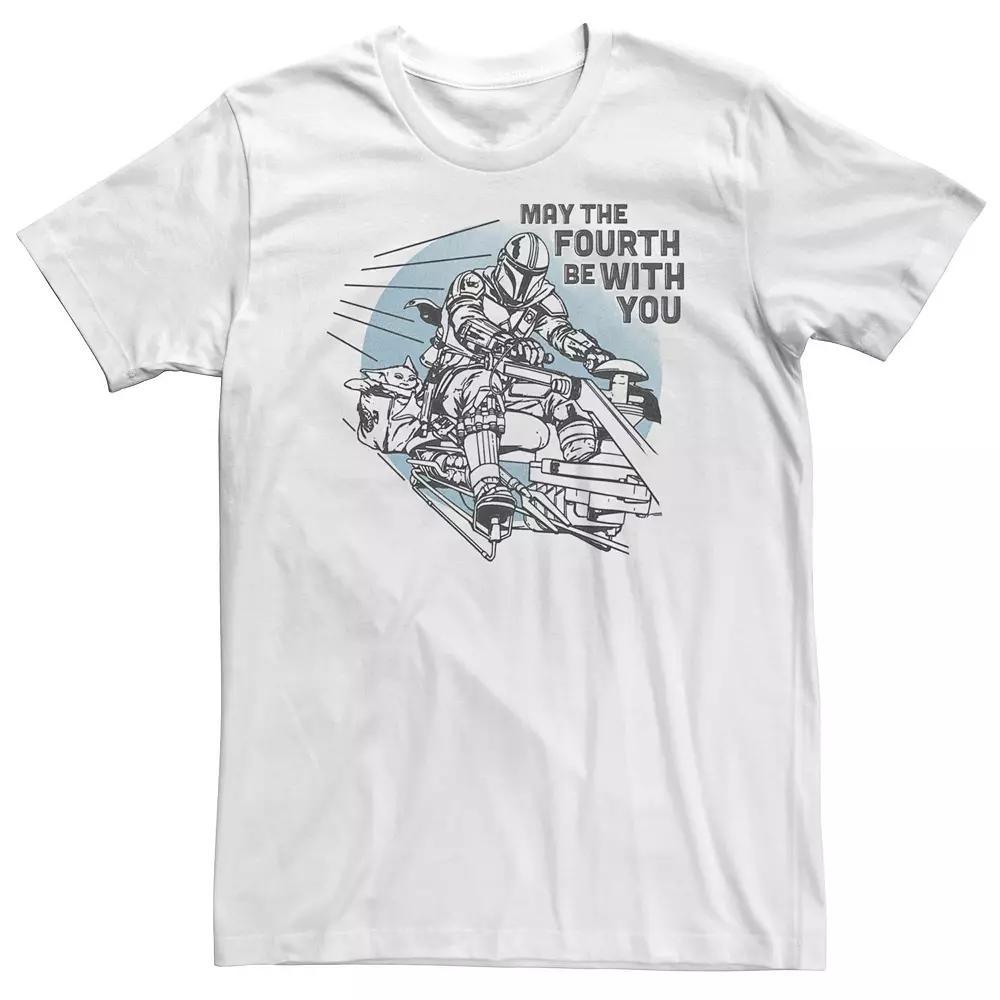 Big & Tall Star Wars: The Mandalorian "May The Fourth Be With You" Speeder Bike Line Art Tee, Men's, Size: 4XL, White Product Image