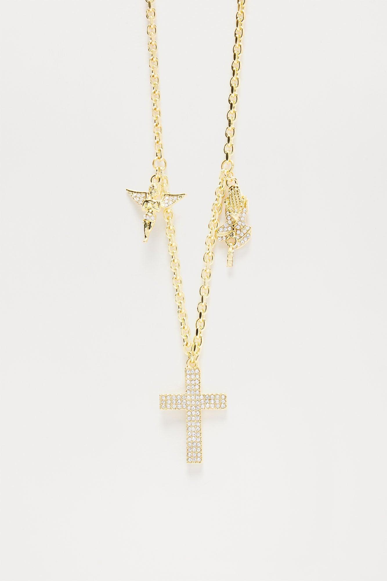 Solid Link Chain With Triple Pendant - Gold Product Image