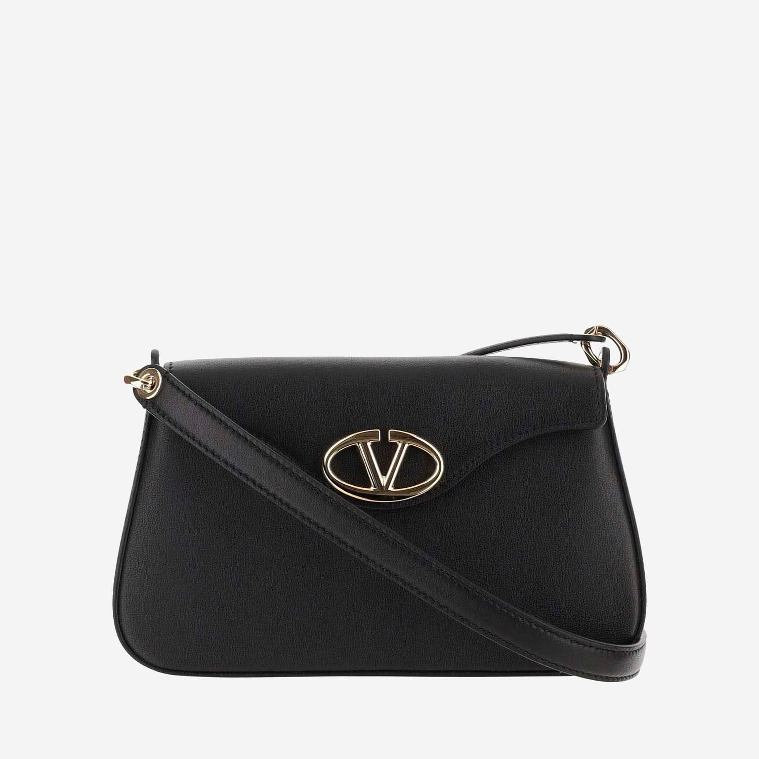 VALENTINO GARAVANI Vlogo Calfskin Shoulder Bag In Black Product Image