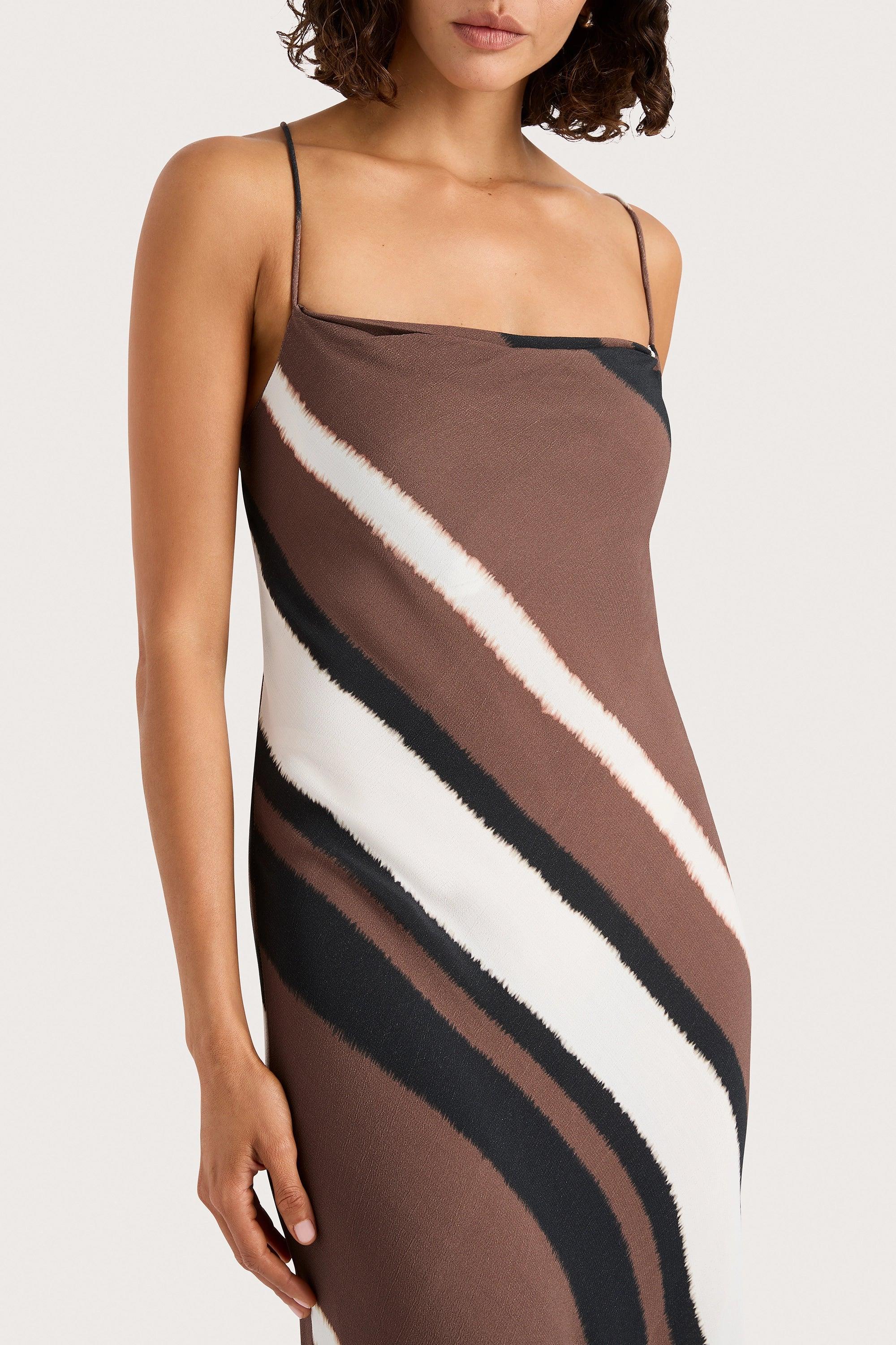 Sisudo Maxi Dress Futura Stripe Chocolate Product Image