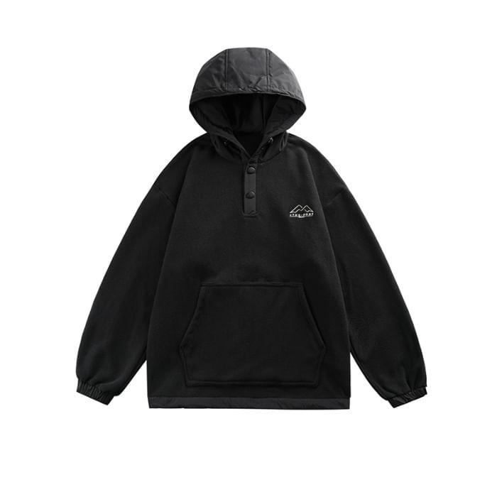 Embroidered Two Tone Fleece Oversized Hoodie Product Image