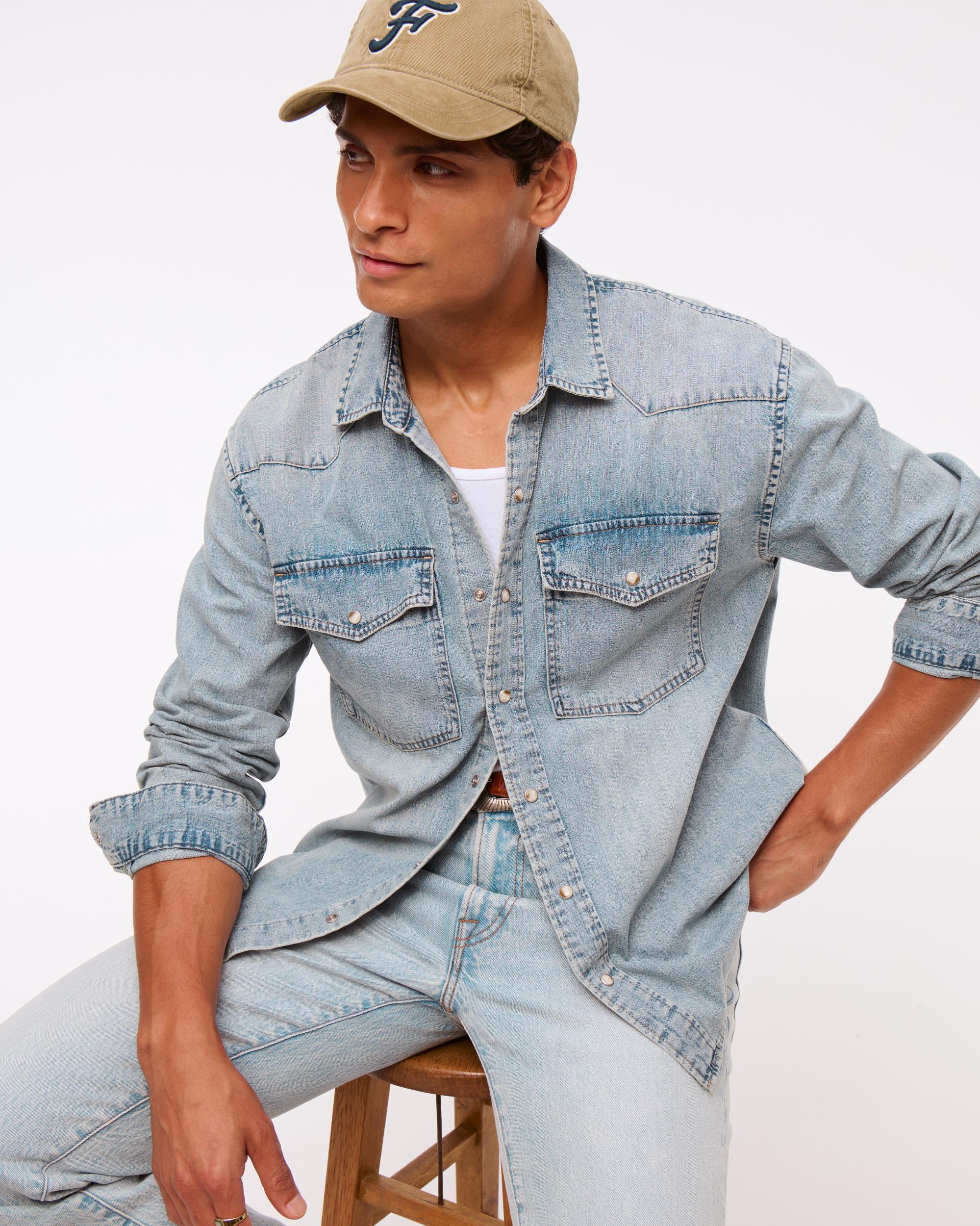 Denim Button-Up Shirt Product Image