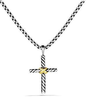 Petite X Cross Necklace in Silver with 14K Gold, 24mm, 14L Product Image