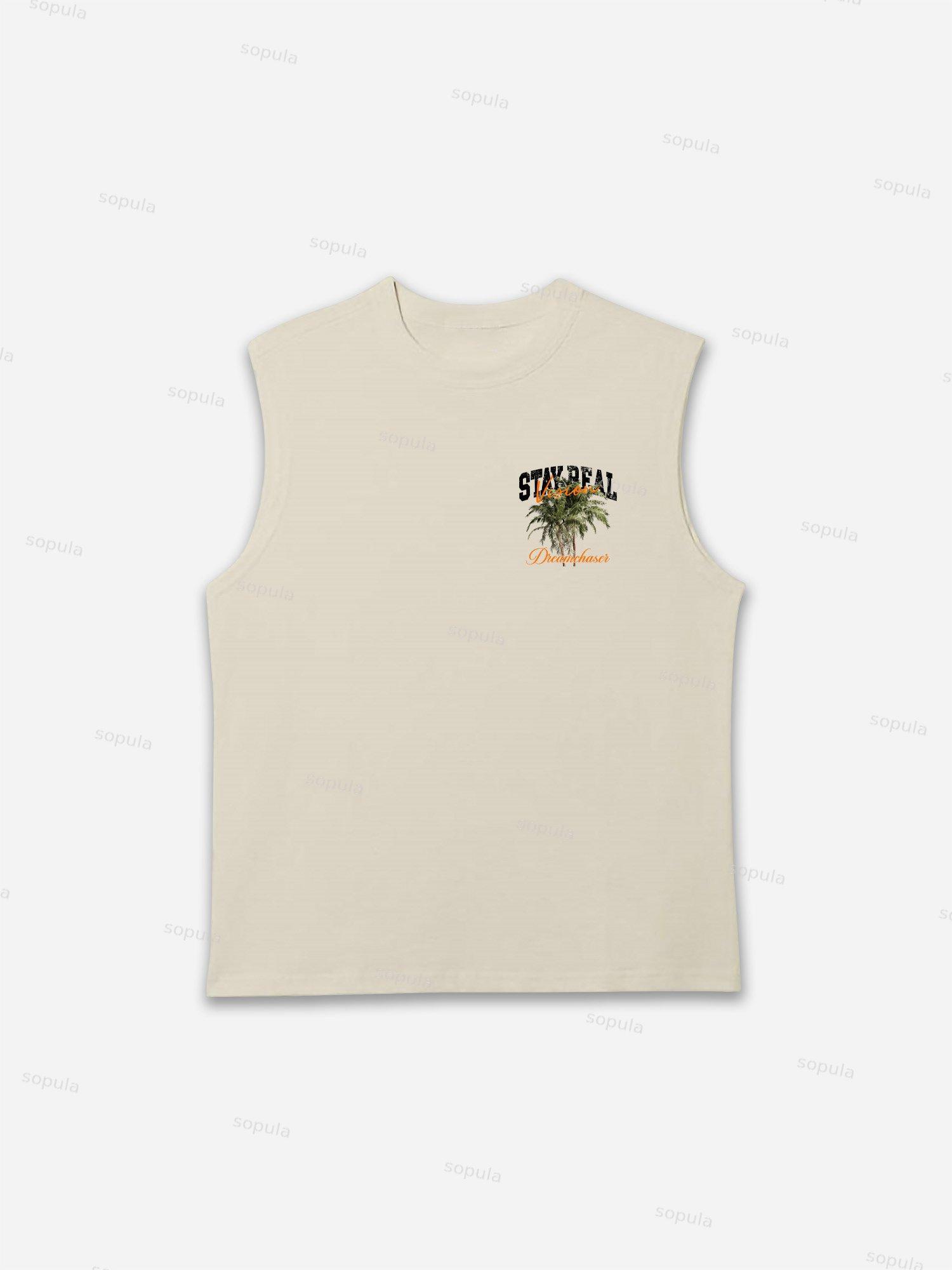 Stay Real Coconut Vacation Vintage Graphic Tank Top Product Image