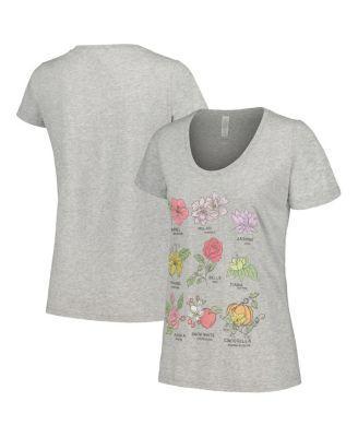 Womens Mad Engine Heather Gray Disney Princess Flowers Scoop Neck T-shirt Product Image