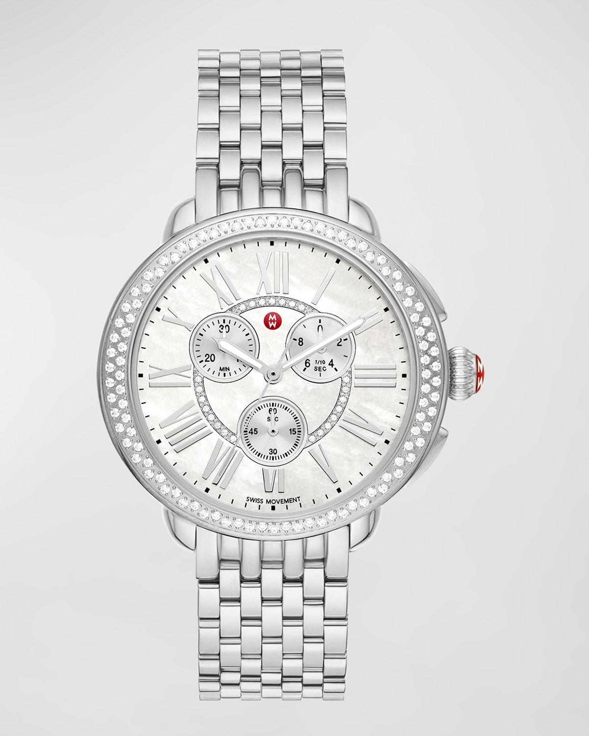 Womens Serein Stainless Steel, Mother-Of-Pearl & 0.62 TCW Diamond Chronograph Watch/38MM x 40MM Product Image