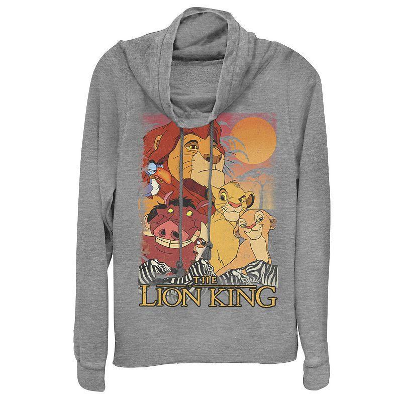 Disney's Lion King Juniors' Happy Group Sunset Cowlneck Graphic Lightweight Long Sleeve, Girl's, Size: Small, Blue Product Image