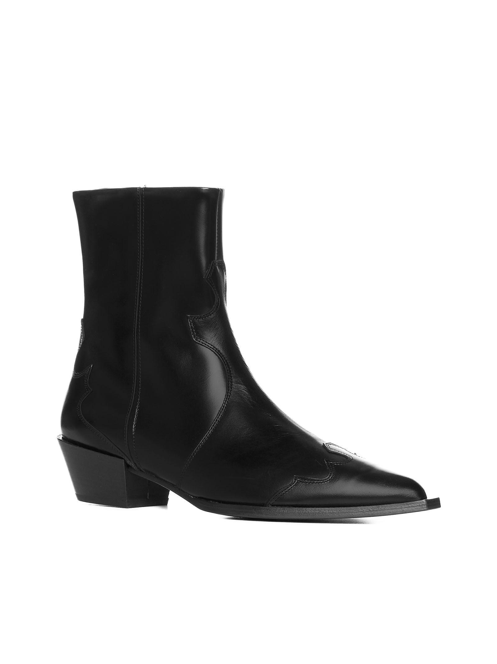 AEYDE Luis Leather Ankle Boots In Black Product Image