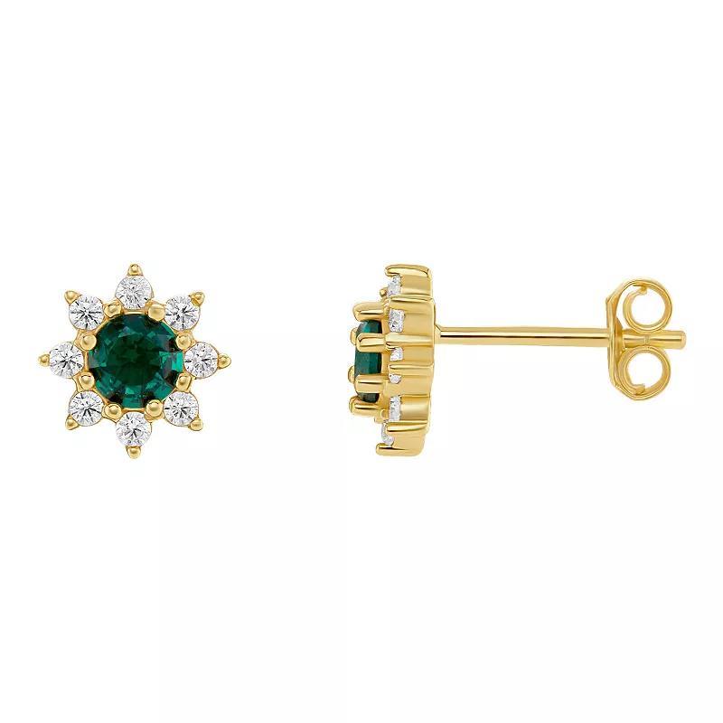 PRIMROSE Birthstone Cubic Zirconia Flower Stud Earrings, Women's, Gold Tone Aug Product Image