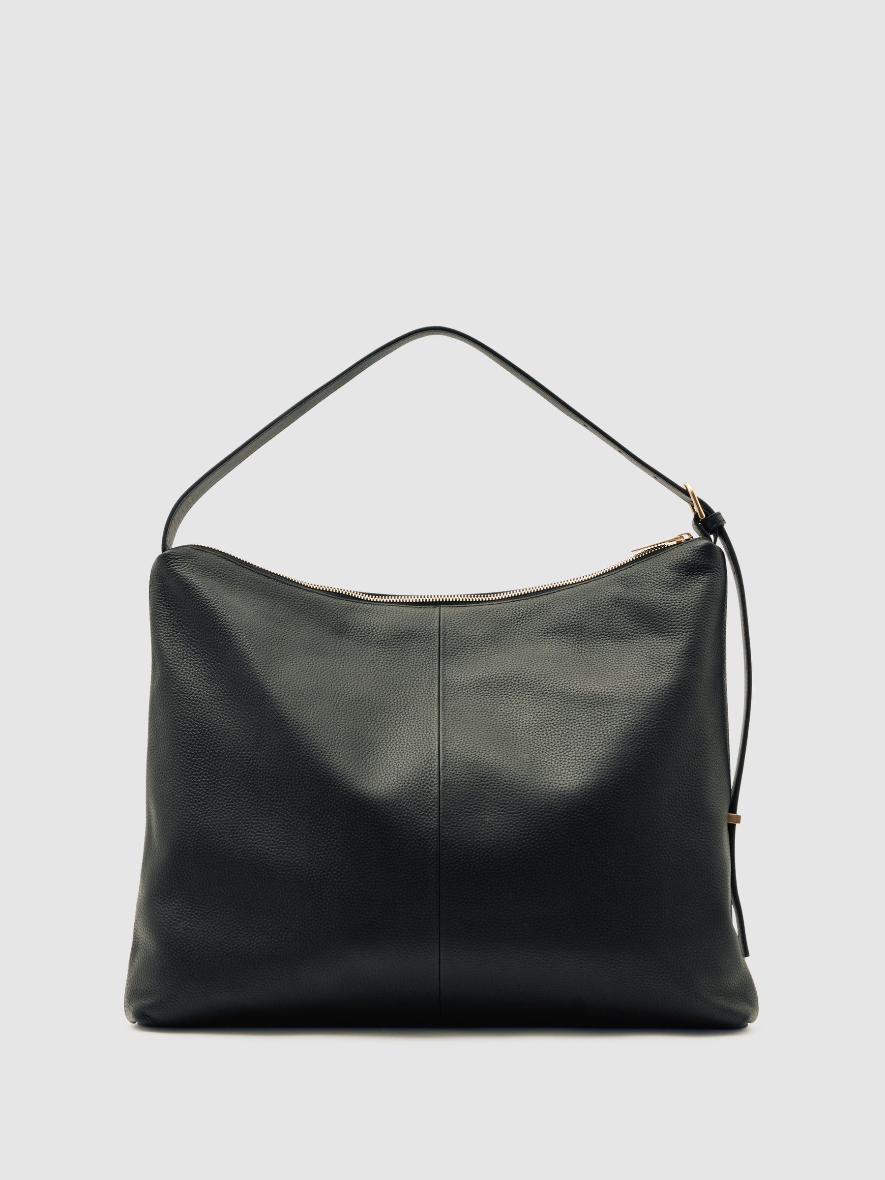 Grained Leather Tote Bag in Black Product Image
