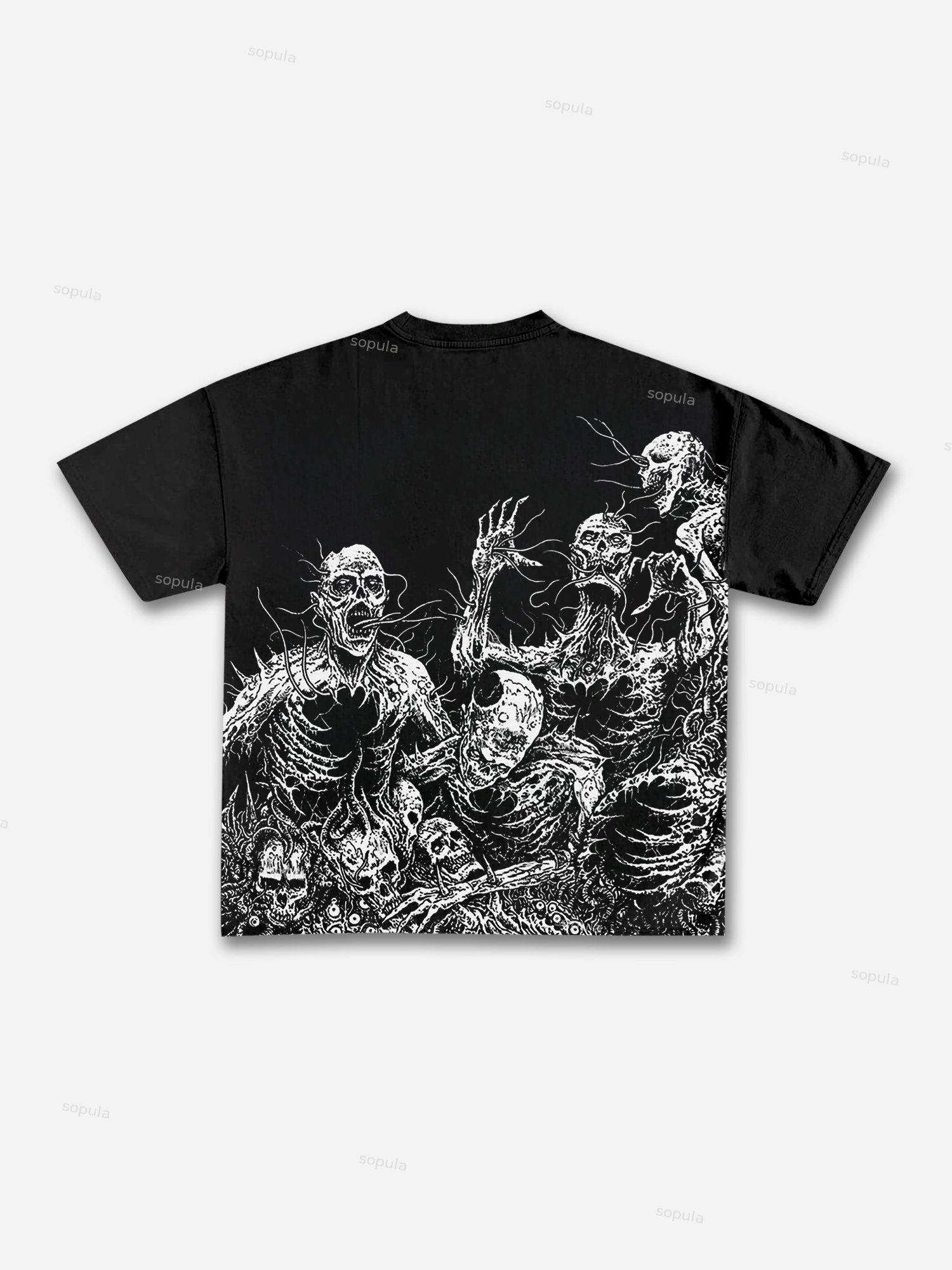 Skull Graphic Print Cotton T-shirt Product Image