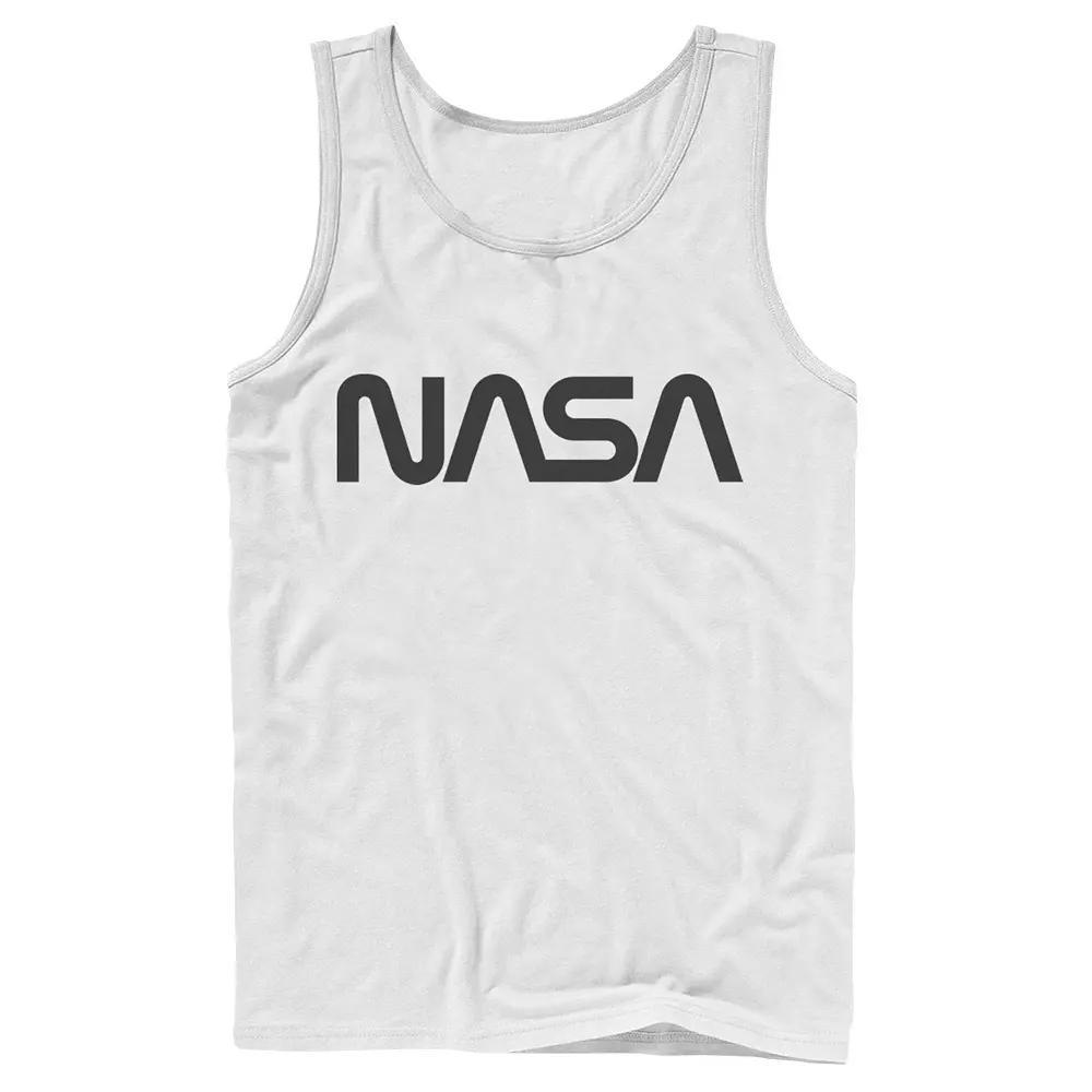 Men's NASA Simple Text Logo Graphic Tank Top, Size: Large, White Product Image