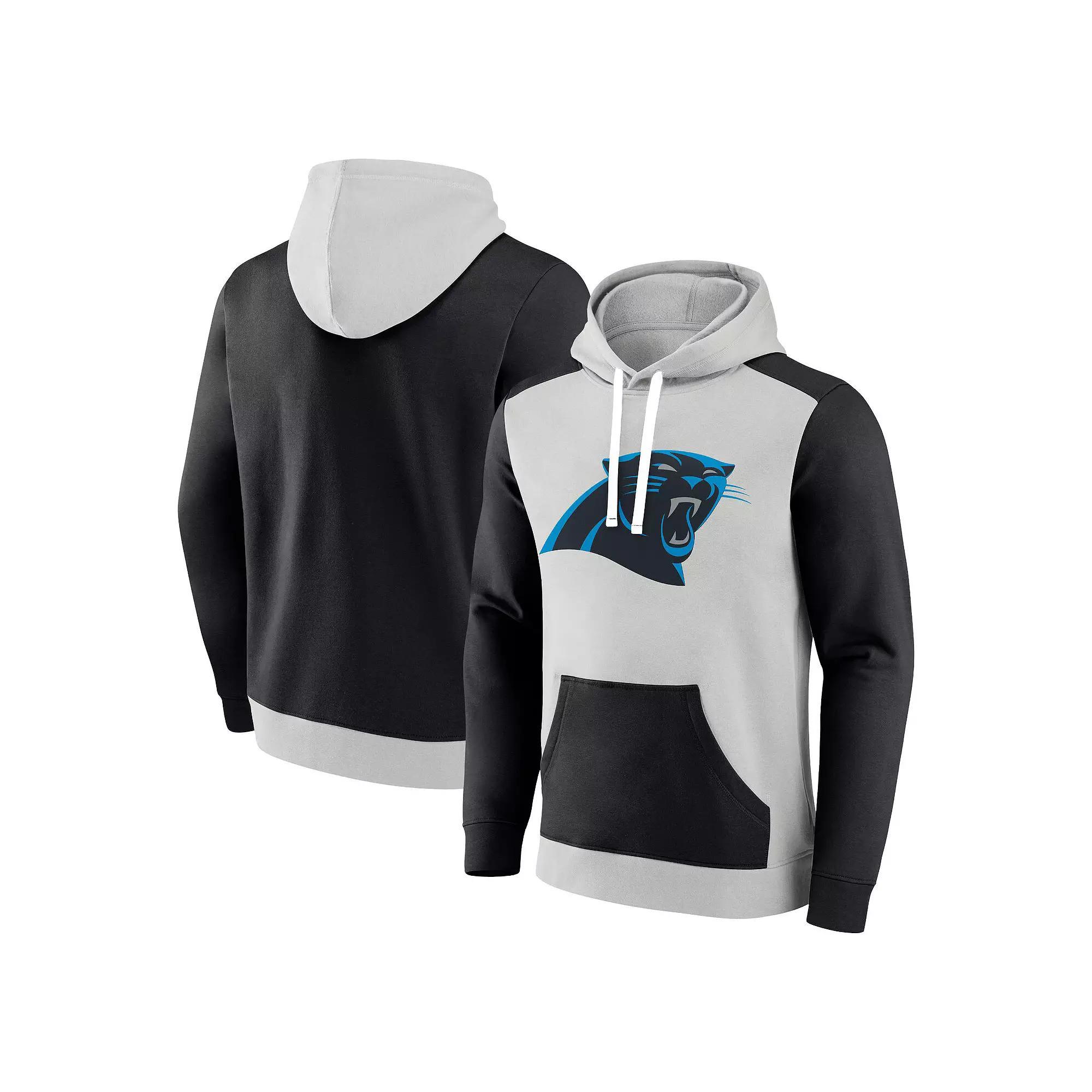 Men's Fanatics Branded Silver/Black Carolina Panthers Big & Tall Team Fleece Pullover Hoodie, Size: 3XB Product Image