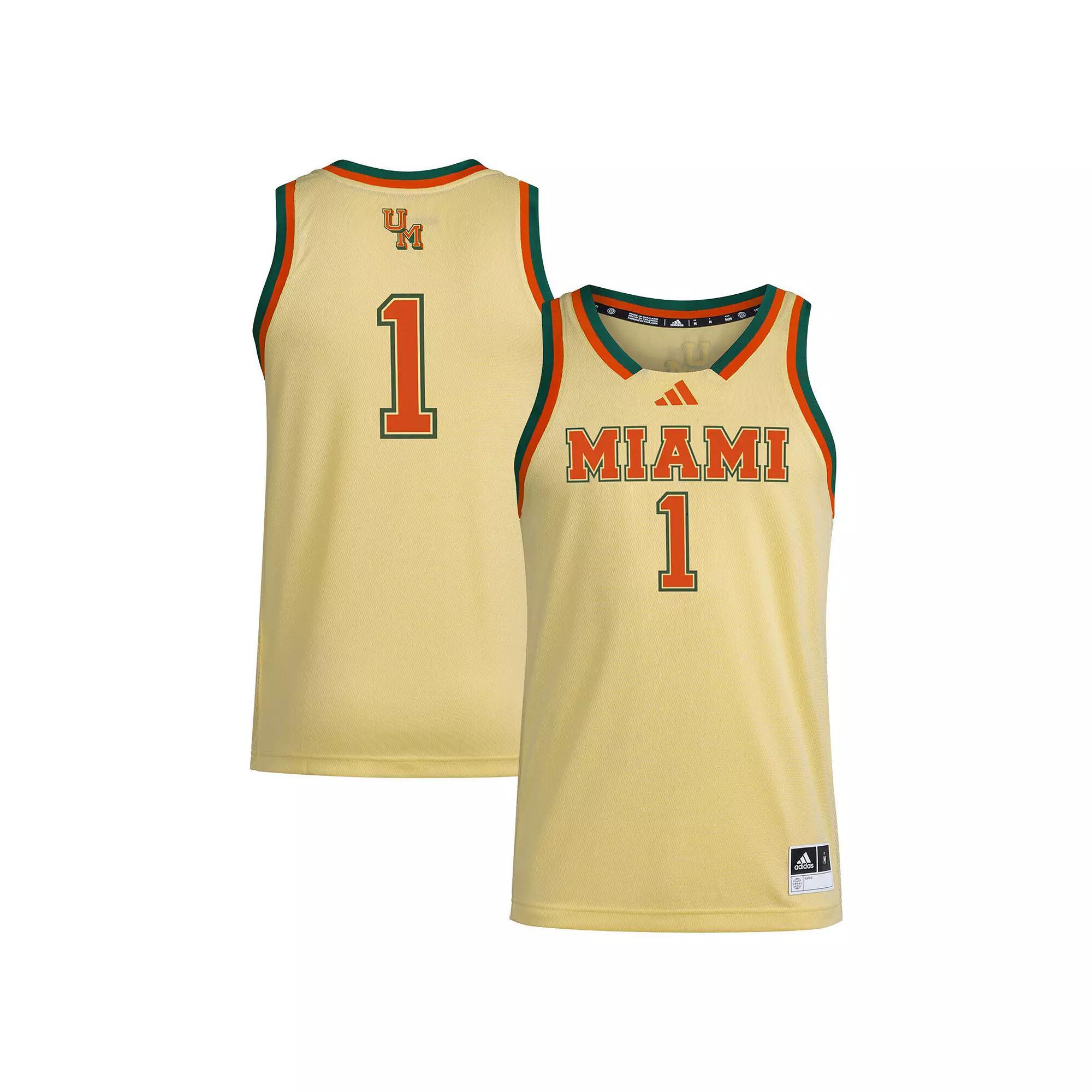 Men's adidas #1 Yellow Miami Hurricanes Swingman Jersey, Size: XL Product Image