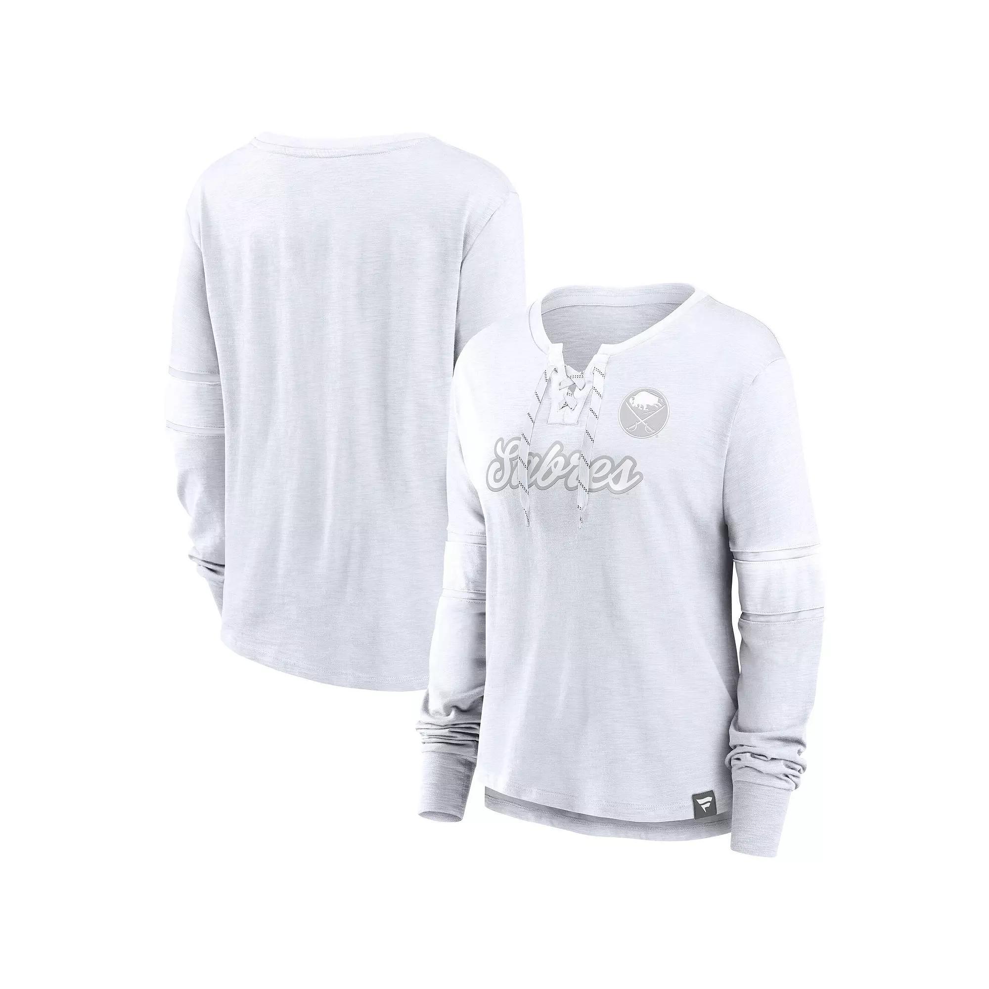 Women's Fanatics  Buffalo Sabres White Out Lace-Up Fashion Long Sleeve T-Shirt, Size: Medium Product Image