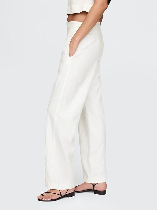 Linen-Blend Relaxed Straight Ankle Pants Product Image