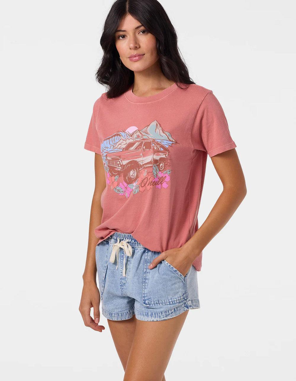 O'NEILL Sunset Crossing Womens Boy Tee - CORAL Product Image