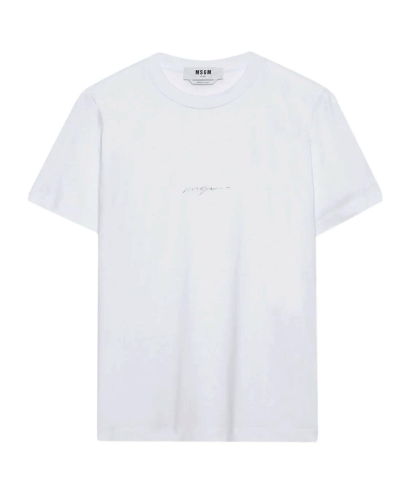 MSGM Logo-print Cotton T-shirt In White Product Image