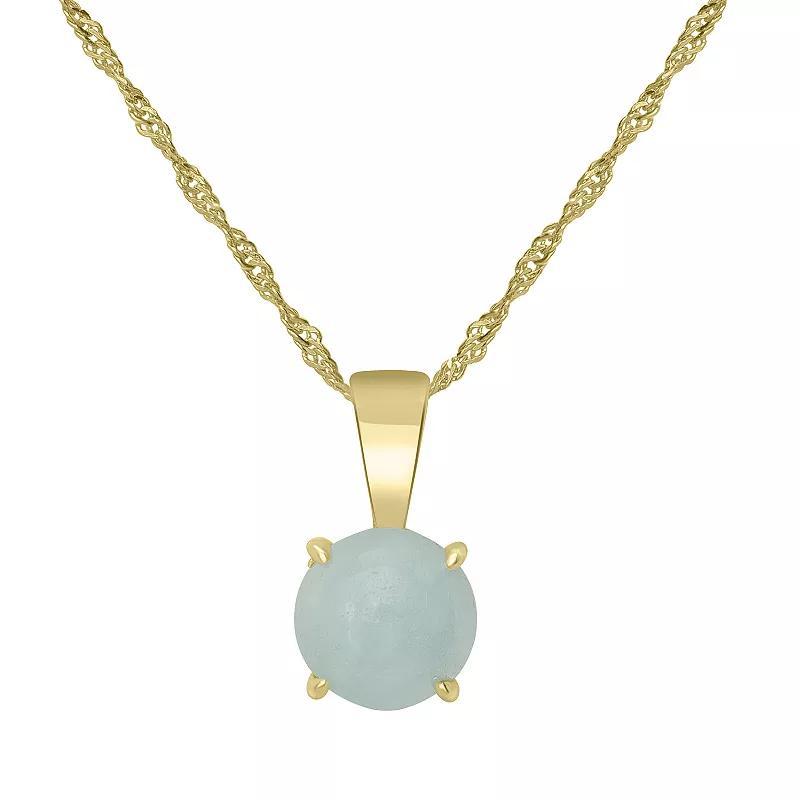 Gemistry 14k Gold over Sterling Silver Stone Round Pendant Necklace, Womens Turquoise Product Image