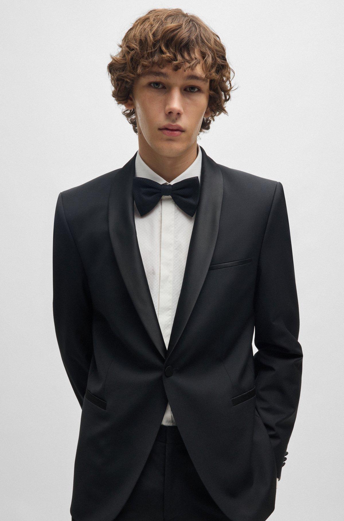 Slim-fit shirt in structured stretch cotton Product Image